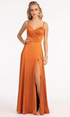 Elizabeth K GL1993 - Spaghetti Strap V-Neck Prom Dress With Slit -Boutique Wedding Dress Store elizabeth k gl1993 spaghetti strap v neck prom dress with slit special occasion dress xs sienna 30081946615891
