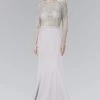 Elizabeth K - GL2339 Beaded Sheer Long Sleeve Sheath Evening Gown -Boutique Wedding Dress Store elizabeth k gl2339 beaded sheer long sleeve sheath evening gown special occasion dress xs silver 5412901290041
