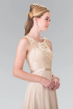 Elizabeth K - GL2364 Embroidered Illusion Top Chiffon A Line Dress -Boutique Wedding Dress Store elizabeth k gl2364 embroidered illusion top chiffon a line dress bridesmaid dresses 5412120789049