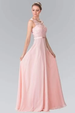Elizabeth K - GL2364 Embroidered Illusion Top Chiffon A Line Dress -Boutique Wedding Dress Store elizabeth k gl2364 embroidered illusion top chiffon a line dress bridesmaid dresses xs blush 28960629620819