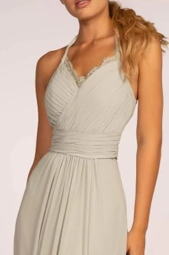 Elizabeth K - GL2606 Lace Pleated Halter Chiffon A-line Dress -Boutique Wedding Dress Store elizabeth k gl2606 lace pleated halter chiffon a line dress bridesmaid dresses 6259110740025
