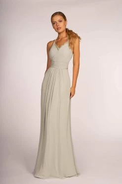 Elizabeth K - GL2606 Lace Pleated Halter Chiffon A-line Dress -Boutique Wedding Dress Store elizabeth k gl2606 lace pleated halter chiffon a line dress bridesmaid dresses xs sage 6259110707257