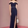 Elizabeth K - GL2665 Surplice Off Shoulder High Slit Gown -Boutique Wedding Dress Store elizabeth k gl2665 surplice off shoulder high slit gown bridesmaid dresses xs navy 7587767812179