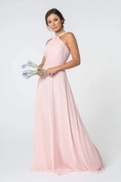 Elizabeth K - GL2816 Knotted Halter Bodice Chiffon A-Line Dress -Boutique Wedding Dress Store elizabeth k gl2816 knotted halter bodice chiffon a line dress bridesmaid dresses 28055446093907