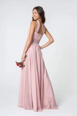 Elizabeth K - GL2816 Knotted Halter Bodice Chiffon A-Line Dress -Boutique Wedding Dress Store elizabeth k gl2816 knotted halter bodice chiffon a line dress bridesmaid dresses 28055446814803