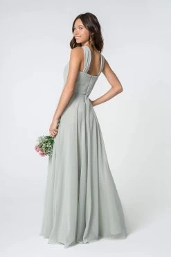 Elizabeth K - GL2816 Knotted Halter Bodice Chiffon A-Line Dress -Boutique Wedding Dress Store elizabeth k gl2816 knotted halter bodice chiffon a line dress bridesmaid dresses 28055447568467