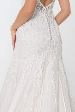 Elizabeth K - GL2821 Embellished Lace V-neck Trumpet Gown -Boutique Wedding Dress Store elizabeth k gl2821 embellished lace v neck trumpet gown wedding dresses 28331810422867