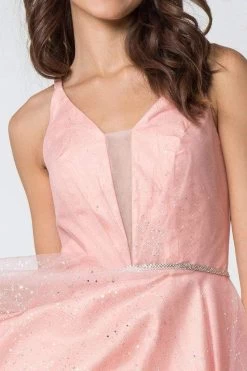 Elizabeth K - GS2865 Glitter Overlaid Plunging Bodice Short Dress -Boutique Wedding Dress Store elizabeth k gs2865 glitter overlaid plunging bodice short dress homecoming dresses 12463894724691