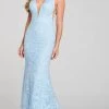 Ellie Wilde EW121065 - Embroidered Piece Trumpet Gown -Boutique Wedding Dress Store ellie wilde ew121065 embroidered piece trumpet gown evening dresses 00 light blue 31912870805587