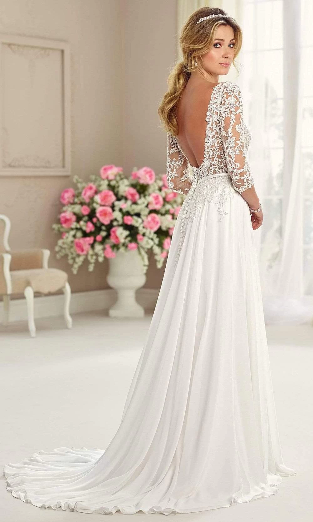 Enchanting By Mon Cheri - 217108 Illusion Quarter Sleeve Flowy Dress 4 Enchanting By Mon Cheri - 217108 Illusion Quarter Sleeve Flowy Dress - Image 2