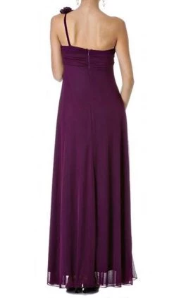 Eureka Fashion - 1701 One Shoulder Rosette Strap Empire Waist Gown -Boutique Wedding Dress Store eureka fashion 1701 one shoulder rosette strap empire waist gown special occasion dress 6928380067923