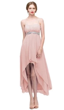 Eureka Fashion - 1913 Chiffon Layered High Low Empire Waist Gown 17 Eureka Fashion - 1913 Chiffon Layered High Low Empire Waist Gown -Boutique Wedding Dress Store eureka fashion 1913 chiffon layered high low empire waist gown special occasion dress xs dusty pink 6681968050259
