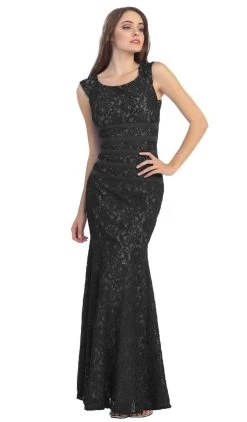 Eureka Fashion - 2050 Lace And Satin Sequin Mermaid Gown -Boutique Wedding Dress Store eureka fashion 2050 lace and satin sequin mermaid gown special occasion dress xs black gold 6684711157843