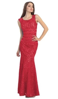 Eureka Fashion - 2050 Lace And Satin Sequin Mermaid Gown -Boutique Wedding Dress Store eureka fashion 2050 lace and satin sequin mermaid gown special occasion dress xs red gold 6684708765779