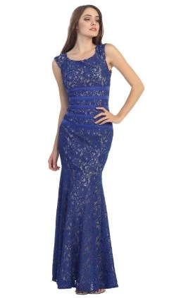 Eureka Fashion - 2050 Lace And Satin Sequin Mermaid Gown -Boutique Wedding Dress Store eureka fashion 2050 lace and satin sequin mermaid gown special occasion dress xs royal gold 6684712927315