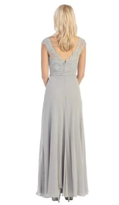 Eureka Fashion - 2383 Cap Sleeve Lace V-neck Chiffon A-line Dress -Boutique Wedding Dress Store eureka fashion 2383 cap sleeve lace v neck chiffon a line dress special occasion dress 6921254764627
