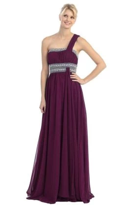 Eureka Fashion - 2426 Asymmetrical Bead-Banded Chiffon A-Line Gown -Boutique Wedding Dress Store eureka fashion 2426 asymmetrical bead banded chiffon a line gown special occasion dress xs purple 6701177208915