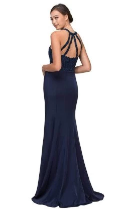Eureka Fashion - 7133 Applique Halter Stretch Satin Trumpet Dress -Boutique Wedding Dress Store eureka fashion 7133 applique halter stretch satin trumpet dress bridesmaid dresses 28783652634707