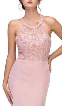 Eureka Fashion - 7133 Applique Halter Stretch Satin Trumpet Dress -Boutique Wedding Dress Store eureka fashion 7133 applique halter stretch satin trumpet dress bridesmaid dresses 6919913504851