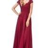 Eureka Fashion - 8611 Embroidered V-neck Chiffon A-line Gown -Boutique Wedding Dress Store eureka fashion 8611 embroidered v neck chiffon a line gown bridesmaid dresses xs burgundy 28267337711699