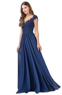 Eureka Fashion - 8611 Embroidered V-neck Chiffon A-line Gown -Boutique Wedding Dress Store eureka fashion 8611 embroidered v neck chiffon a line gown bridesmaid dresses xs navy 28060502229075