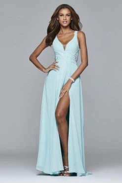 Faviana - 7941 Long Full Chiffon Dress With Lace Detailing