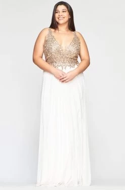 Faviana - 9428 Sleeveless Lace Embroidered Plus Size Dress -Boutique Wedding Dress Store faviana 9428 sleeveless lace embroidered plus size dress bridesmaid dresses 12w ivory rose gold 28690646433875