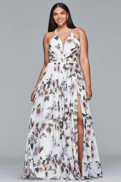 Faviana - 9431 Floral Print V-neck A-line Dress -Boutique Wedding Dress Store faviana 9431 floral print v neck a line dress bridesmaid dresses 28968006680659