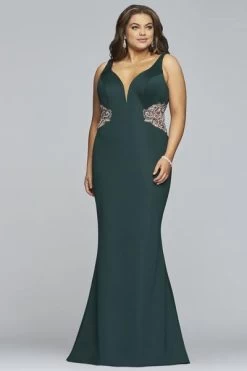 Faviana - 9448 Beaded Illusion Cutout Plunging V-Neck Gown -Boutique Wedding Dress Store faviana 9448 beaded illusion cutout plunging v neck gown evening dresses 6084744380473