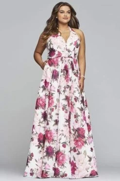 Faviana - 9468 Floral Halter A-Line Evening Dress -Boutique Wedding Dress Store faviana 9468 floral halter a line evening dress evening dresses 28768205635667