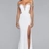 Faviana - S10001 Off-Shoulder Jersey Sheath Gown -Boutique Wedding Dress Store faviana s10001 off shoulder jersey sheath gown evening dresses 0 ivory rose gold 28431098052691