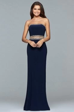 Faviana - S10027 Beaded Straight Jersey Sheath Dress