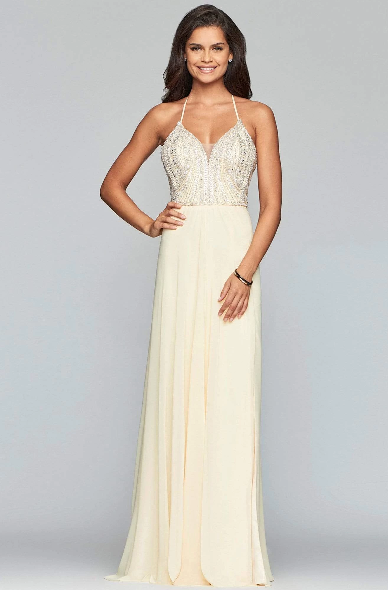 Faviana - S10041 Beaded Deep V-neck Chiffon Dress 8 Faviana - S10041 Beaded Deep V-neck Chiffon Dress - Image 6