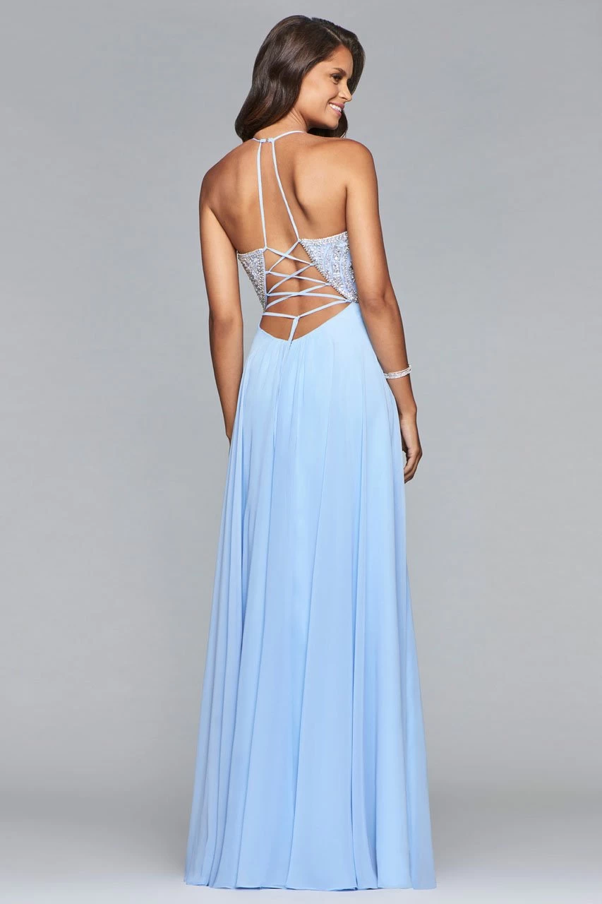 Faviana - S10041 Beaded Deep V-neck Chiffon Dress 4 Faviana - S10041 Beaded Deep V-neck Chiffon Dress - Image 2