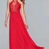 Faviana - S10203 Lace Applique Illusion Halter Evening Dress -Boutique Wedding Dress Store faviana s10203 lace applique illusion halter evening dress evening dresses 10701590134867