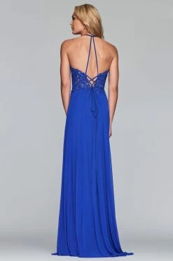 Faviana - S10203 Lace Applique Illusion Halter Evening Dress -Boutique Wedding Dress Store faviana s10203 lace applique illusion halter evening dress evening dresses 10701678411859