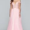 Faviana - S10229 Beaded Deep V-neck Tulle Ballgown -Boutique Wedding Dress Store faviana s10229 beaded deep v neck tulle ballgown prom dresses 00 rose pink 6056174551097