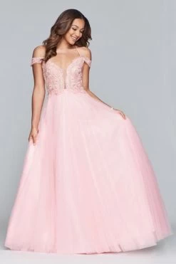 Faviana - S10229 Beaded Deep V-neck Tulle Ballgown -Boutique Wedding Dress Store faviana s10229 beaded deep v neck tulle ballgown prom dresses 6056173961273
