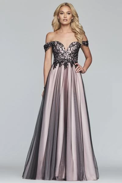 Faviana - S10290 Beaded Lace Off-Shoulder Evening Gown 3 Faviana - S10290 Beaded Lace Off-Shoulder Evening Gown