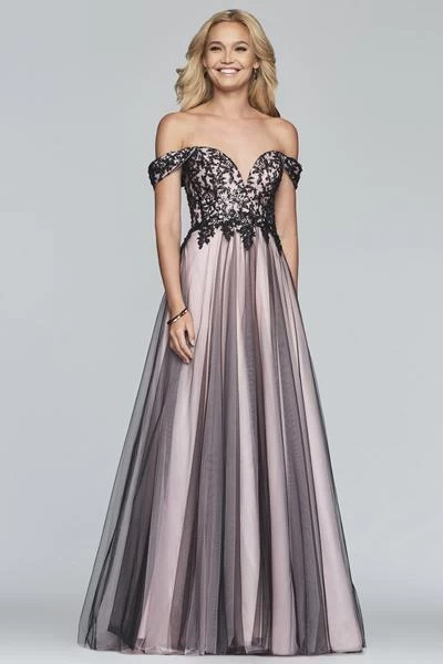 Faviana - S10290 Beaded Lace Off-Shoulder Evening Gown 5 Faviana - S10290 Beaded Lace Off-Shoulder Evening Gown - Image 3