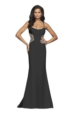Faviana - S10302 Metallic Floral Appliqued Trumpet Gown -Boutique Wedding Dress Store faviana s10302 metallic floral appliqued trumpet gown special occasion dress 00 black 7702591438931