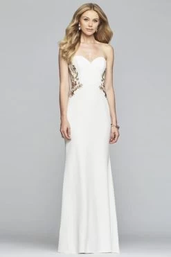 Faviana - S10304 Strapless Floral Embroidered Illusion Sheath Gown -Boutique Wedding Dress Store faviana s10304 strapless floral embroidered illusion sheath gown bridesmaid dresses 00 ivory 6065404084281