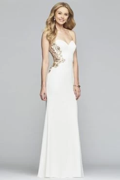 Faviana - S10304 Strapless Floral Embroidered Illusion Sheath Gown -Boutique Wedding Dress Store faviana s10304 strapless floral embroidered illusion sheath gown bridesmaid dresses 6065406017593