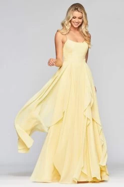Faviana - S10434 Ruffled Scoop A-Line Evening Dress -Boutique Wedding Dress Store faviana s10434 ruffled scoop a line evening dress bridesmaid dresses 00 buttercream 13438384865363