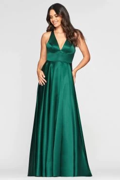Faviana - S10440 Plunging Halter A-Line Gown With Slit
