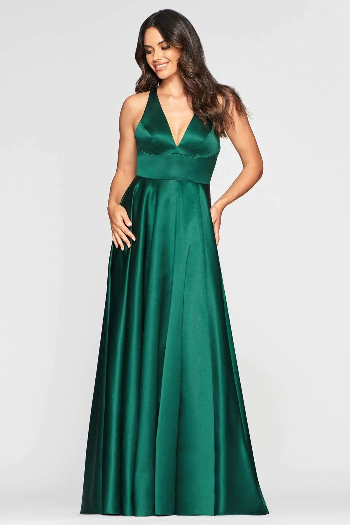 Faviana - S10440 Plunging Halter A-Line Gown With Slit