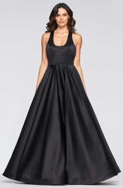 Faviana - S10441 Scoop Neck Satin A-line Gown