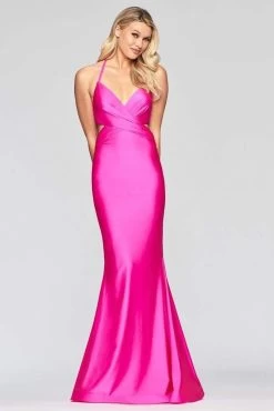 Faviana - S10448 Crisscross Bodice Charmeuse Mermaid Dress -Boutique Wedding Dress Store faviana s10448 crisscross bodice charmeuse mermaid dress evening dresses 00 hot pink 13420083118163