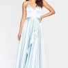 Faviana - S10460 Asymmetrical Wrap High Slit Satin Dress -Boutique Wedding Dress Store faviana s10460 asymmetrical wrap high slit satin dress prom dresses 00 light ice blue 13420147966035