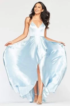 Faviana - S10460 Asymmetrical Wrap High Slit Satin Dress -Boutique Wedding Dress Store faviana s10460 asymmetrical wrap high slit satin dress prom dresses 13420147900499